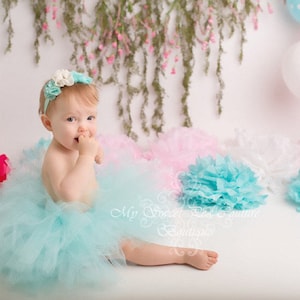 Aqua Princess Tutu Skirt for Newborn, Baby, Toddler - First Birthday, Cake Smash, Photo Prop