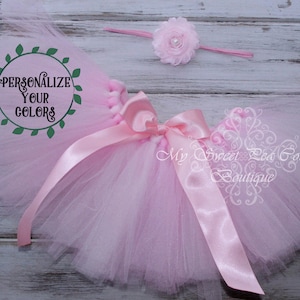 Light Pink & Pink Tutu and Headband Set- Tutu- Princess Tutu- Baby Tutu- 1st Birthday Tutu- Cake Smash Tutu- Birthday Tutu- First Birthday