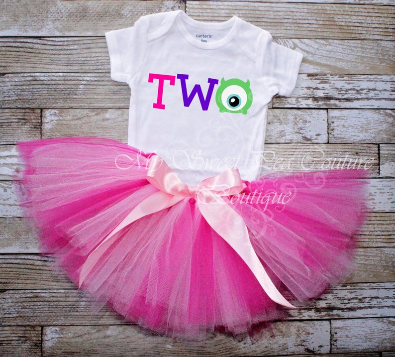 Tutu pour le 2e anniversaire, T-shirt personnalisé avec prénom | Tutu double épaisseur fait main, vinyle thermocollant - Robe de fête pour enfants (filles et garçons) image 3