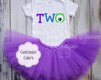 2nd Birthday Tutu Outfit: Custom Name Shirt - Handmade Tulle Skirt