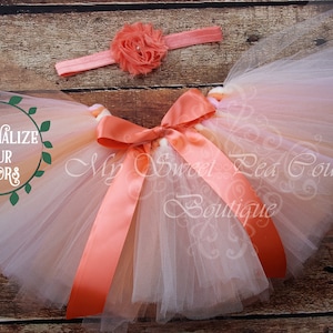 Peach Sorbet Tutu & Headband Set Pink Tutu Princess Tutu Baby Tutu 1st Birthday Tutu Cake Smash Tutu Birthday Tutu First Birthday Photo Prop