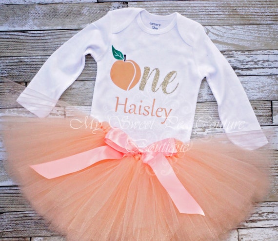 peach first birthday outfit