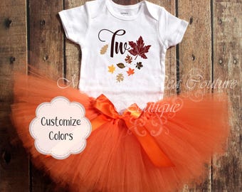 Herbst-Blatt-zweiter Geburtstag-Outfit - Baby-Cake Smash Tutu Set