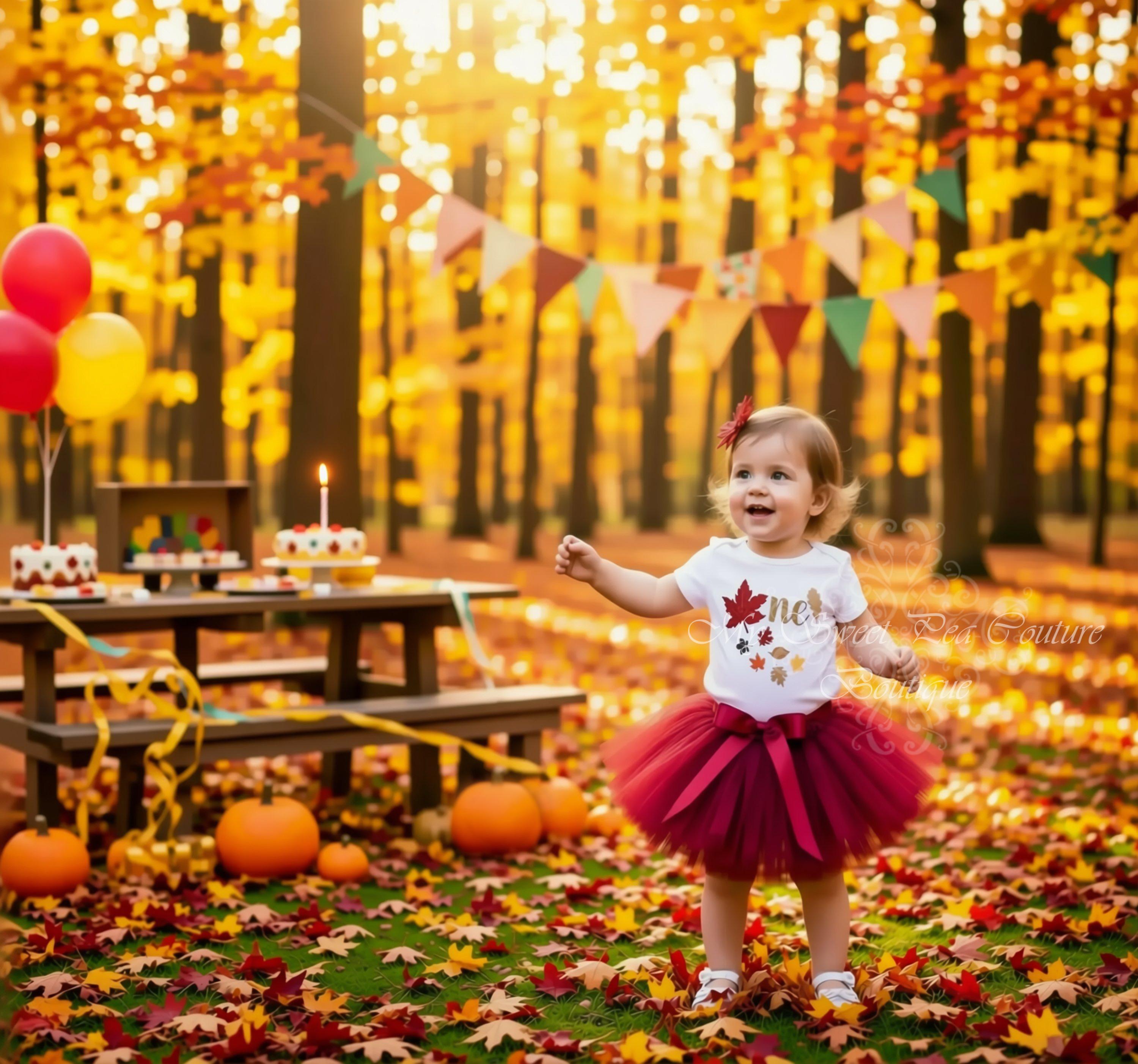 Fall Leaves First Birthday Outfit 1st, Cotton Bodysuit Baby Cake Smash Outfit Girls Fall Clothes