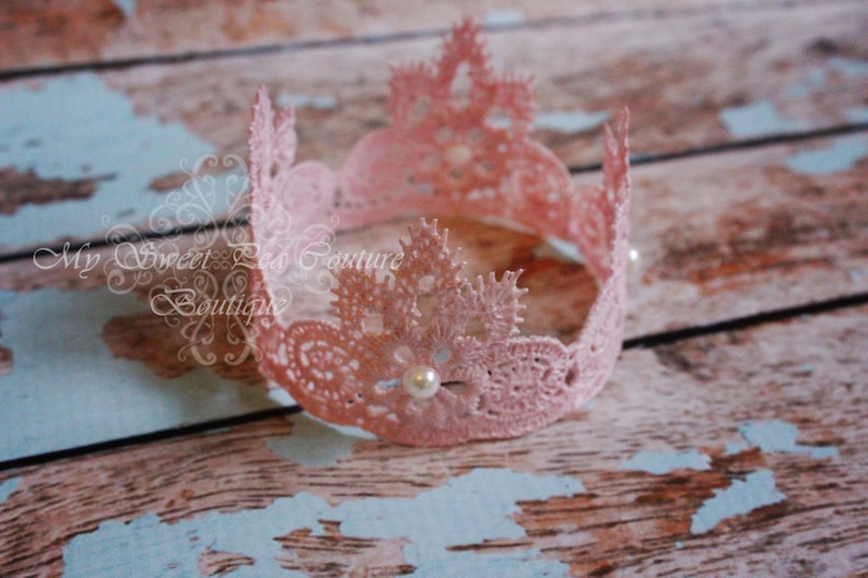 Baby Crown Newborn Crown Infant Crown Pink Crown Photography Prop Pink Lace Crown: Newborn Photo Prop Lace Crown