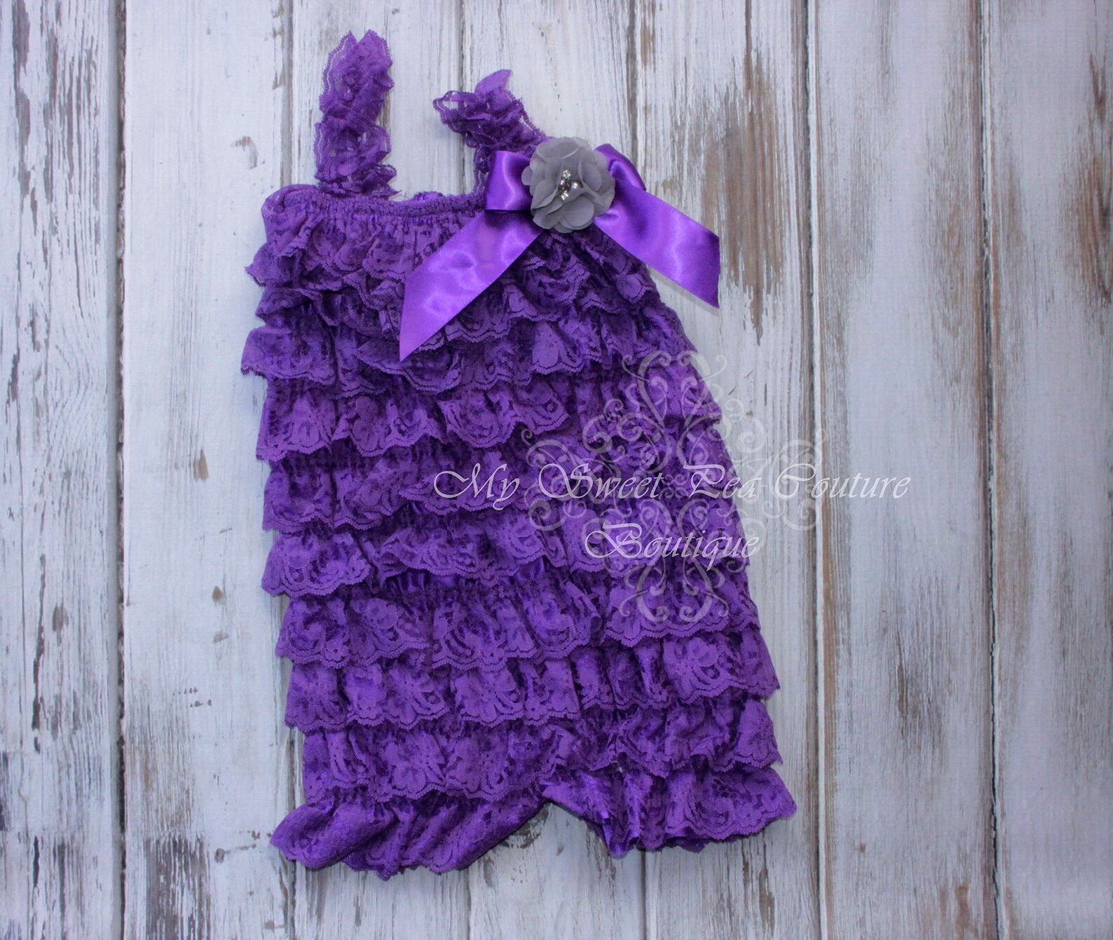 Purple Embelished Lace Romper & Headband Set First Birthday Etsy