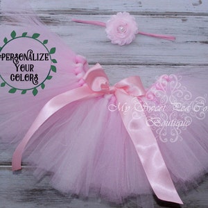 Light Pink & Pink Tutu and Headband Set- Tutu- Princess Tutu- Baby Tutu- 1st Birthday Tutu- Cake Smash Tutu- Birthday Tutu- First Birthday