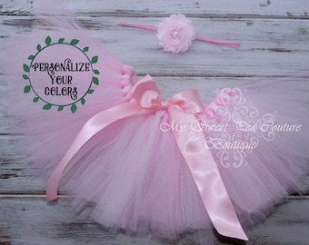 Light Pink & Pink Tutu and Headband Set- Tutu- Princess Tutu- Baby Tutu- 1st Birthday Tutu- Cake Smash Tutu- Birthday Tutu- First Birthday