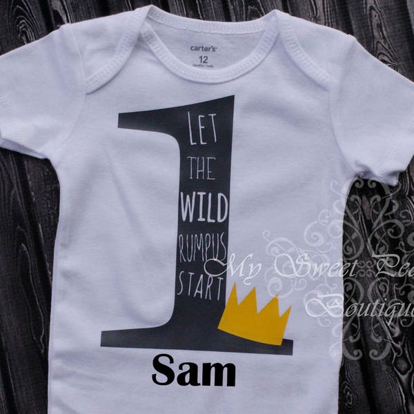 Let the Wild Rumpus Start First Birthday Shirt, Wild One Birthday Party Bodysuit, 1st Birthday Cake Smash Wild Shirt, Where the Wild Things