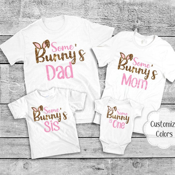 Some Bunny is One Birthday Outfit Bunny First Birthday 1st Birthday Easter Birthday Some Bunny is Two Easter Bunny Birthday Family Shirts