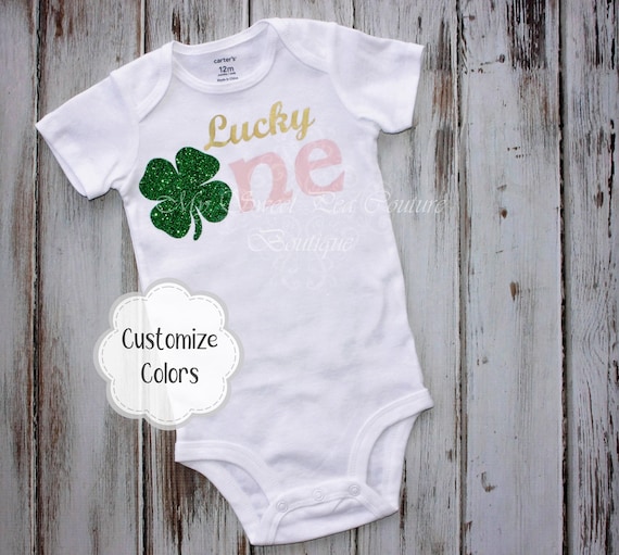 Lucky One Shirt, Clover St. Patrick's Baby Tee | Heat Press Vinyl | Custom Name Option, Handmade Tutu