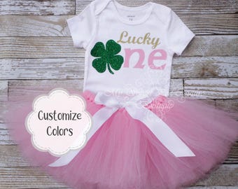 Clover Erster Geburtstag Outfit: St. Patricks Day Cake Smash Set
