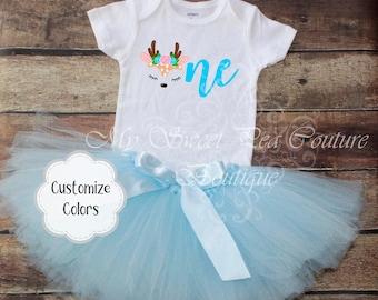 Conjunto de cumpleaños de ciervo del bosque, tutú de hada, unicornio cierva (niña)