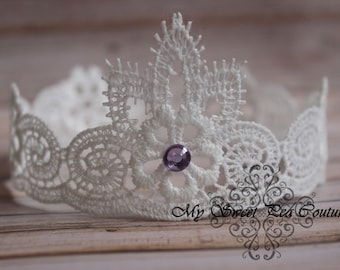 Bohemian Princess Lace Crown: Newborn Photo Prop, Newborn Crown, White Lace Crown, Baby Crown, Lace Crown, Infant Crown, Photography Prop