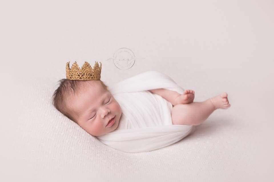 Gold Lace Baby Crown - Newborn Photo Prop, First Birthday Tiara