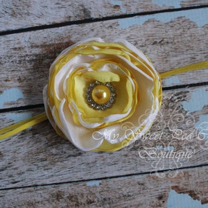 Limoncello Blooming Beauties Headband- Baby Headband Yellow Flower Headband Yellow Headband Yellow and White Headband Lemon Headband Baby