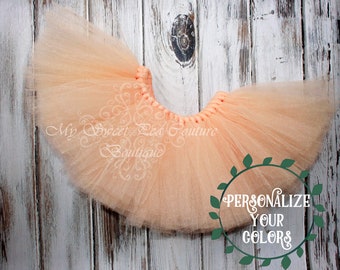Falda tutú de princesa melocotón para bebé, niño pequeño, cumpleaños, accesorio de fotos, fiesta de cumpleaños