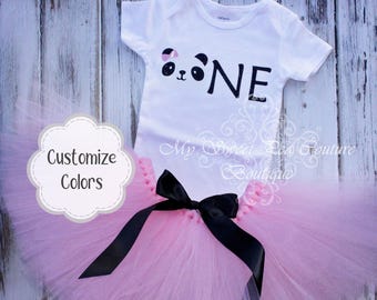 Panda First Birthday Outfit: Tutu and Bodysuit Set