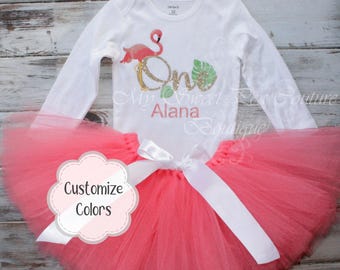 Flamingo Erster Geburtstag Tutu Outfit - Cake Smash Outfit - 1. Geburtstag Outfit - Flamingo Geburtstag - Luau Geburtstag - Flamingo Fiesta - Cake Smash