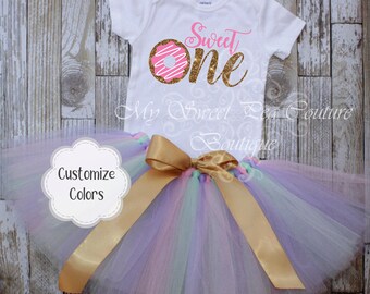 Sweet One Donut First Birthday Outfit- First Birthday Outfit- Donut Grow Up- Tutu 1st Birthday- Cake Smash Outfit- Donut First Birthday- One