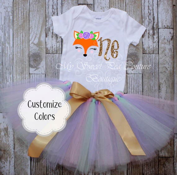 Wild One Fox First Birthday Tutu Outfit Cake Smash Outfit 1st
