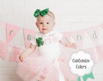 First Birthday Outfit: St. Patrick’s Clover Shirt (Tutu & Name Available)