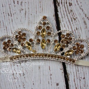 Champagne Rhinestone Tiara- Mini Tiara- Mini Crown- Crown Headband- Baby Crown- Crown Headband- Newborn Crown- Photo Prop