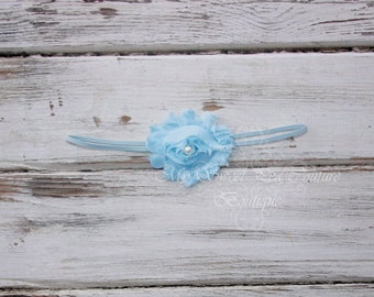 Light Blue Flower Headband Lt. Blue Baby Headband Baby Accessories Baby Shower Gift Light Blue headband Newborn Headband Baby Bow Photo Prop