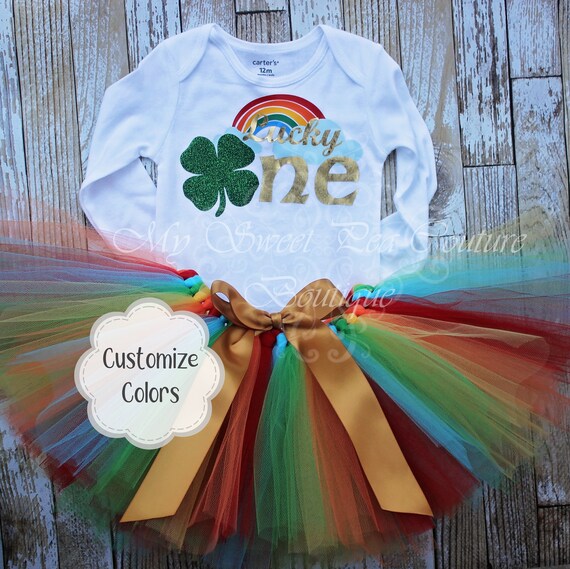 Lucky One Rainbow Clover First Birthday Outfit Shamrock Cake Smash Outfit 1st Birthday Outfit St. Patrick's Day Birthday Irish Birthday
