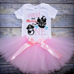 Pirate Themed Party, Skull Pirate Design Tutu Birthday Outfit | Soft Cotton Shirt | Elastic Waist, Double Layered Tutu image 3