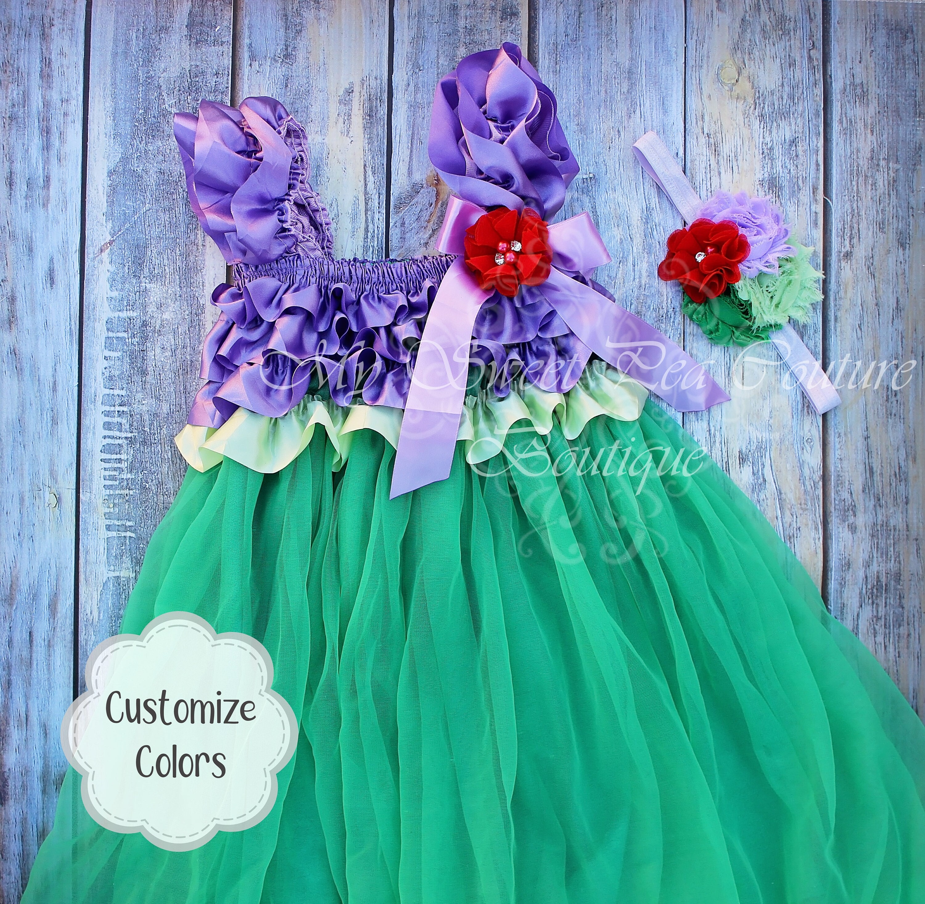 Enchanting Mermaid Satin Ruffle Chiffon Dress for Little Princess Costume, Birthday Outfit, Halloween