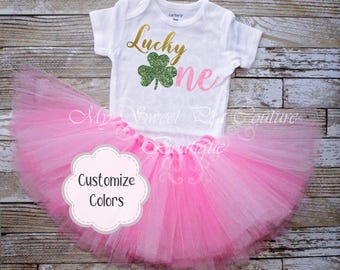 St. Patricks erster Geburtstag Outfit - Klee Shirt mit Tüll Tutu