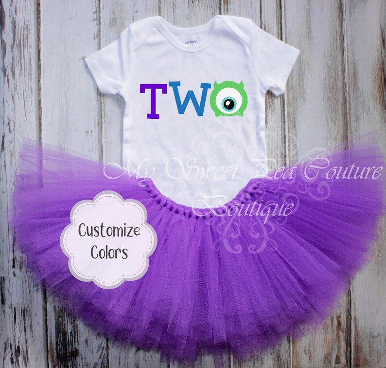 Tutu pour le 2e anniversaire, T-shirt personnalisé avec prénom | Tutu double épaisseur fait main, vinyle thermocollant - Robe de fête pour enfants (filles et garçons) image 1