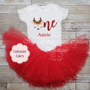 First Birthday Outfit: Cute Deer and Unicorn - Handmade Tutu Set