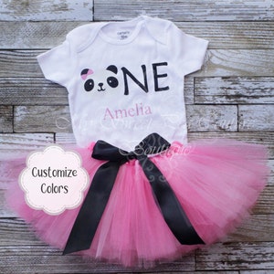 Adorable Panda First Birthday Tutu Outfit for Cake Smash - Customizable Unisex Party Ensemble