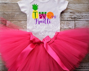 Tenue d'anniversaire sur le thème des fruits, t-shirt et tutu pour enfant | Vinyle thermocollant | Tailles 9 à 24 mois