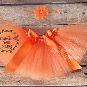Conjunto de tutú y diadema de princesa naranja para el primer cumpleaños del bebé, fiesta de cumpleaños y accesorios para fotos.