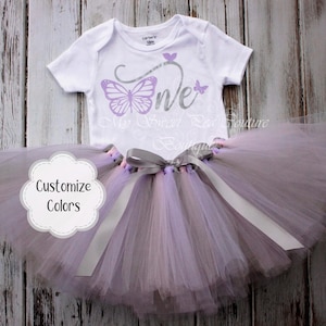 Vestido tutú de mariposa para cumpleaños, conjunto para sesión de fotos con pastel (opciones de nombre personalizado)