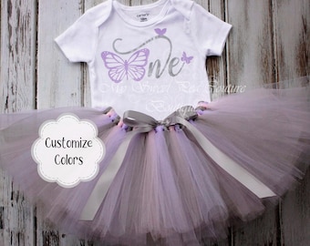 Butterfly Birthday Tutu Dress, Cake Smash Set (Custom Name Options)