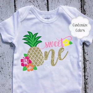 Pineapple Luau First Birthday Outfit - Hawaiian Sweet One Theme Party Personalized Shirt