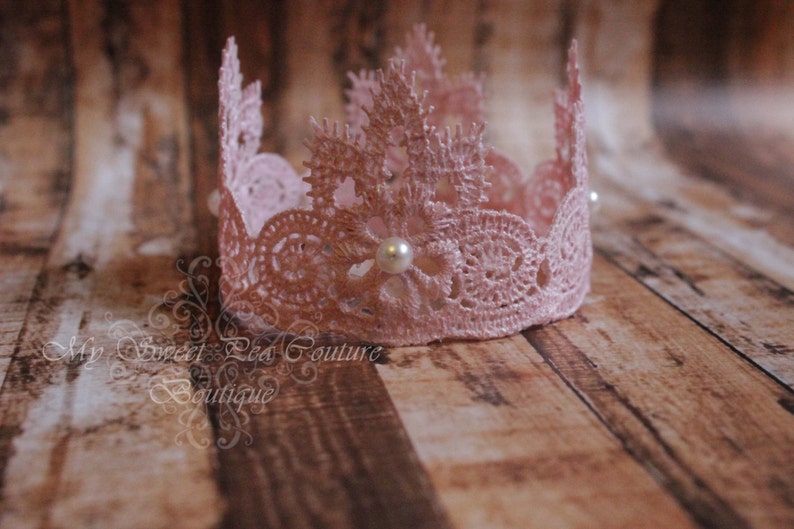 Baby Crown Newborn Crown Infant Crown Pink Crown Photography Prop Pink Lace Crown: Newborn Photo Prop Lace Crown