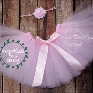 Light Pink Princess Tutu & Headband Set for Baby&#39;s First Birthday, Cake Smash, Photo Prop