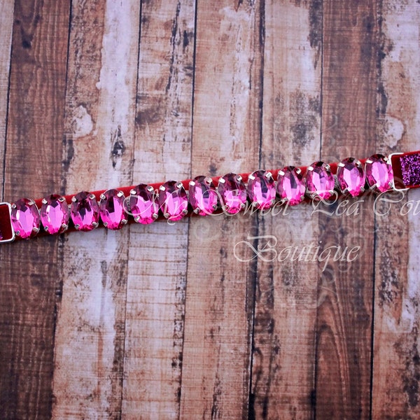 Fuchsia Rhinestone Headband Hot Pink Rhinestone Headband Rose Zircon Rhinestone Headband Rose Headband October Birthstone Newborn Headband