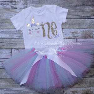 Robe tutu magique arc-en-ciel pour 1er anniversaire de licorne - Déguisement et tenue de soirée scintillants pour bébé fille
