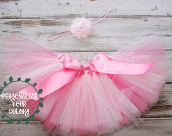 Light Pink & Shocking Pink Tutu and Headband Set- Tutu- Princess- 1st Birthday Tutu- Cake Smash Tutu- Birthday Tutu- First Birthday- Newborn