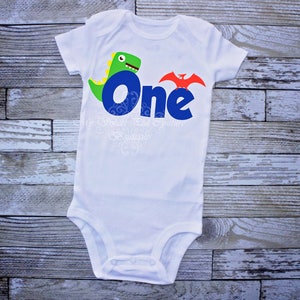 Dinosaur First Birthday T-Rex Outfit | Boy&#39;s Party Theme Shirt | Dino Lover Bodysuit Tee