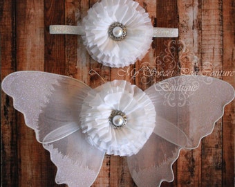 White Butterfly Wing Set Baby Butterfly Wings White Butterfly Wings Newborn Butterfly Wings Newborn Wings Newborn Photo Prop Photo Prop