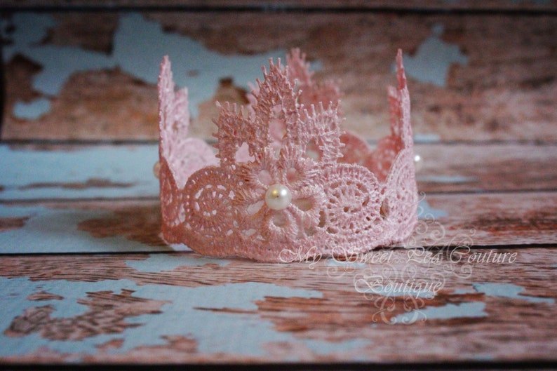 Baby Crown Newborn Crown Infant Crown Pink Crown Photography Prop Pink Lace Crown: Newborn Photo Prop Lace Crown