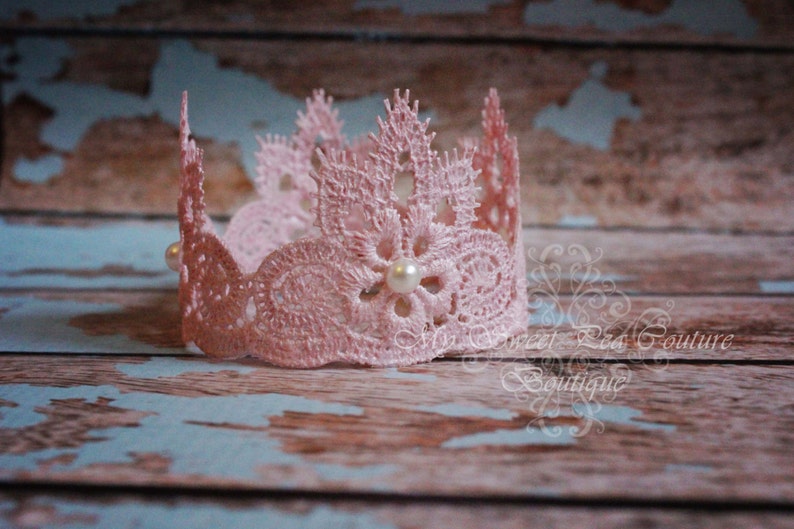 Baby Crown Newborn Crown Infant Crown Pink Crown Photography Prop Pink Lace Crown: Newborn Photo Prop Lace Crown