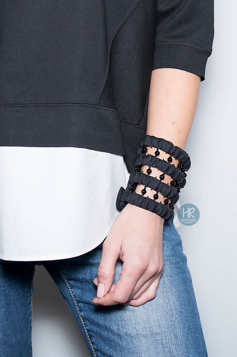 Hidden Wallet Travel Wrist Wallet Black Wide Bracelet Purse Womens